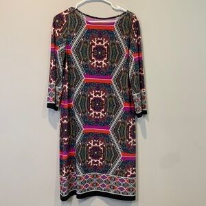 Paisley pattern three-quarter length sleeve dress